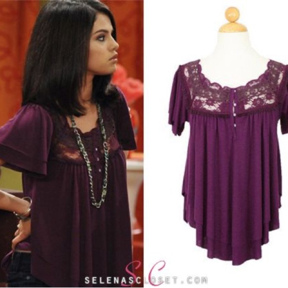 Purple Asymmetrical Embellished Blouse
